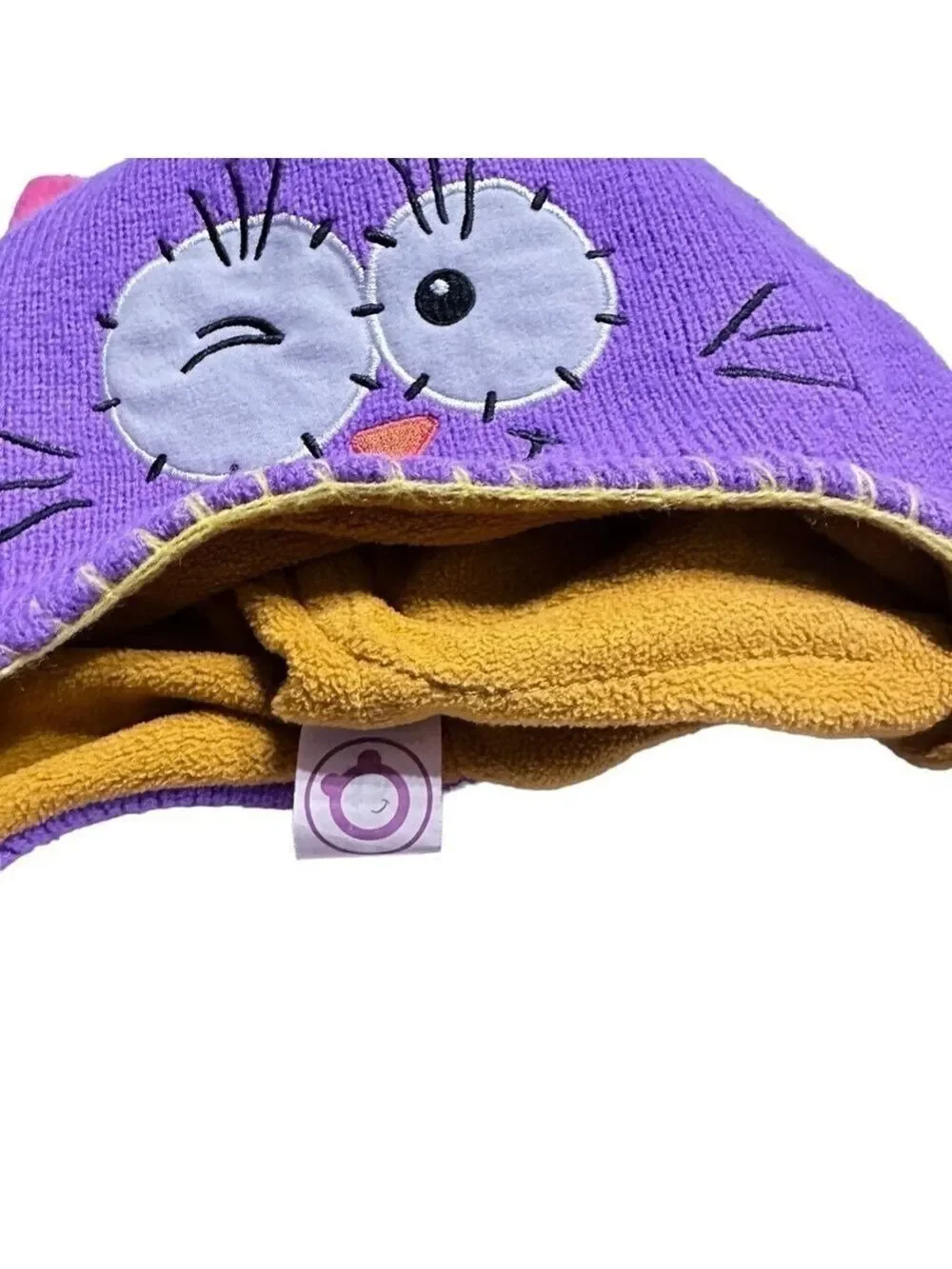Flipeez‎ Winking Kitty Cat Purple Pink Knit Hat with Moveable Tail Size OS